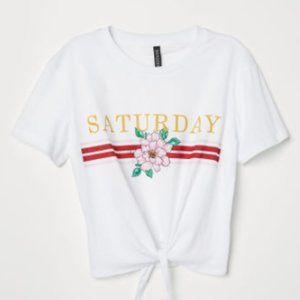 H&M DIVIDED| 'Saturday' T shirt with tie